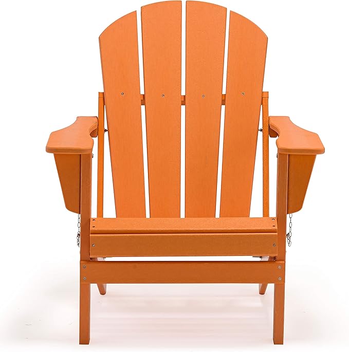 WestinTrends Malibu HDPE Outdoor Patio Folding Poly Adirondack Chair, Orange