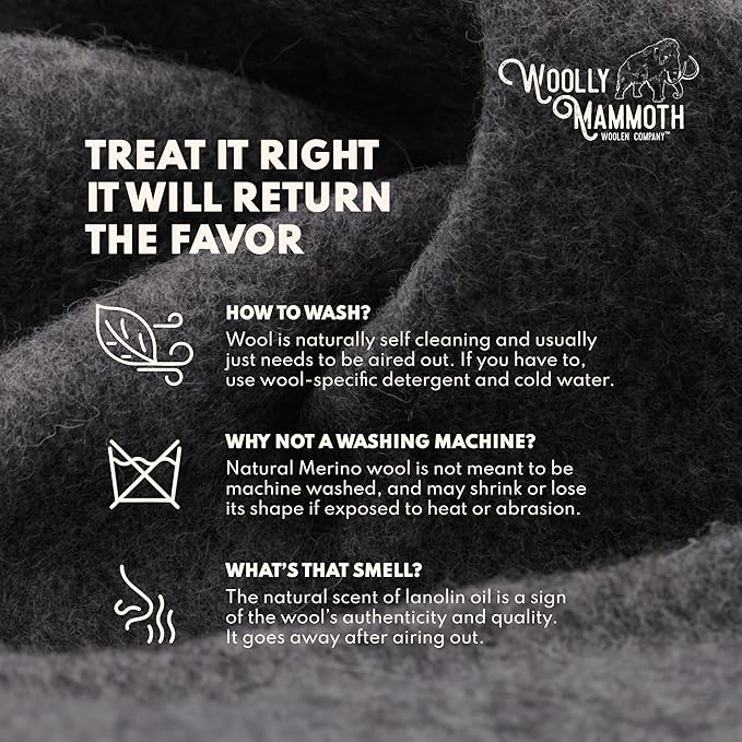 Woolly Mammoth Woolen Company Merino Wool Camping Blanket - 66 x 90 in Navy & Cream Stripe Twin Farmhouse Style - Heavy Insulating Outdoor Throw & Wool Blanket for Home & Travel