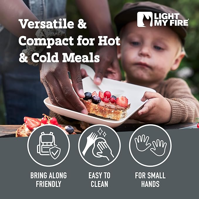 Light My Fire Spork Little Colored Sporks 2pack, 2-in-1 Hard Plastic Travel Spork Reusable Camping Utensils for Lunch Box Outdoor Picnic Utensil BPA Free, HazyBlue/DustyPink