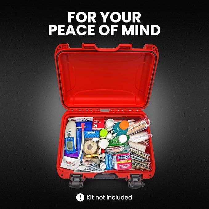 NANUK 915 Waterproof First Aid Box Empty – Durable, Medical First Aid Organizer Case, IP67-Rated, Dustproof, Impact-Resistant, and Floats (7.4" x 4.9" x 3.1") – Red