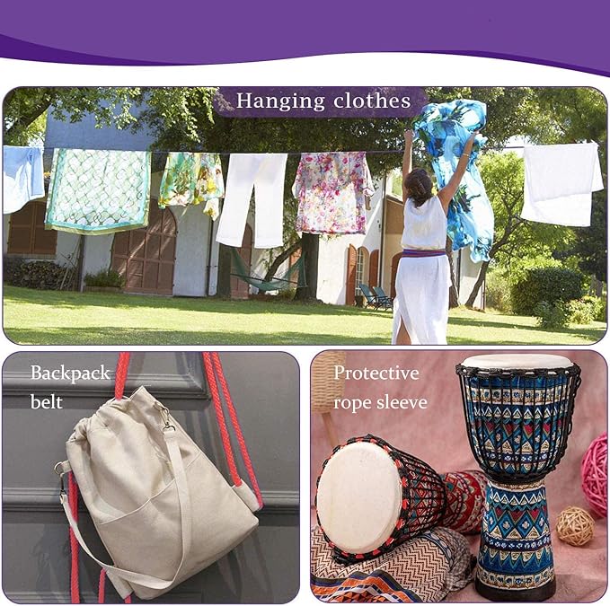 Soft Cotton Rope - 32ft/10m, 8mm Thick, Soft Tying Rope (White)