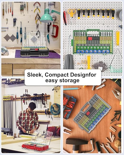 Battery Organizer Storage Holder Box Case with Tester, Ultra-Large 280+ Batteries Double-Sided Variety Pack,Holds AA AAA 4A C D Cell 9V 3V Lithium18650 LR44 CR2 CR123 CR1632 - Red