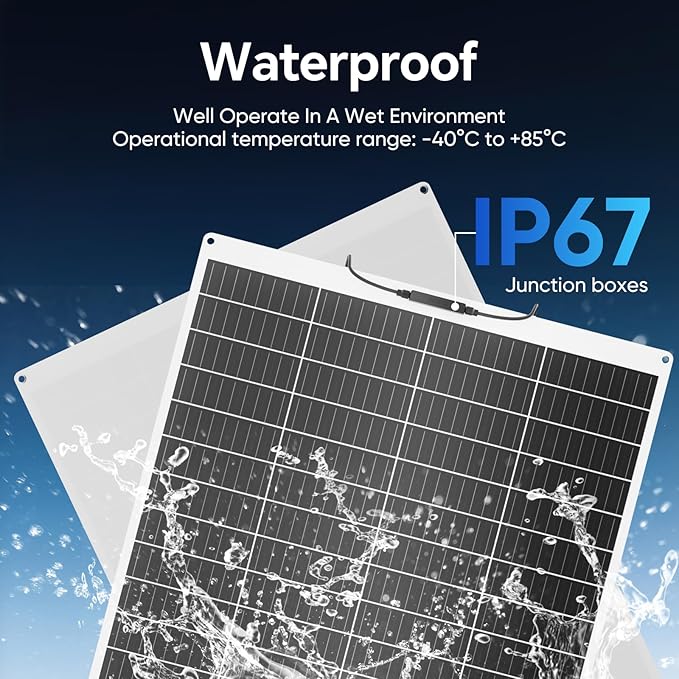 Flexible Solar Panel 200W 23.5% High Efficiency Solar Panels 9BB 12V Monocrystalline Lightweight Module for Off-Grid RV Camping Boat Van Cabin