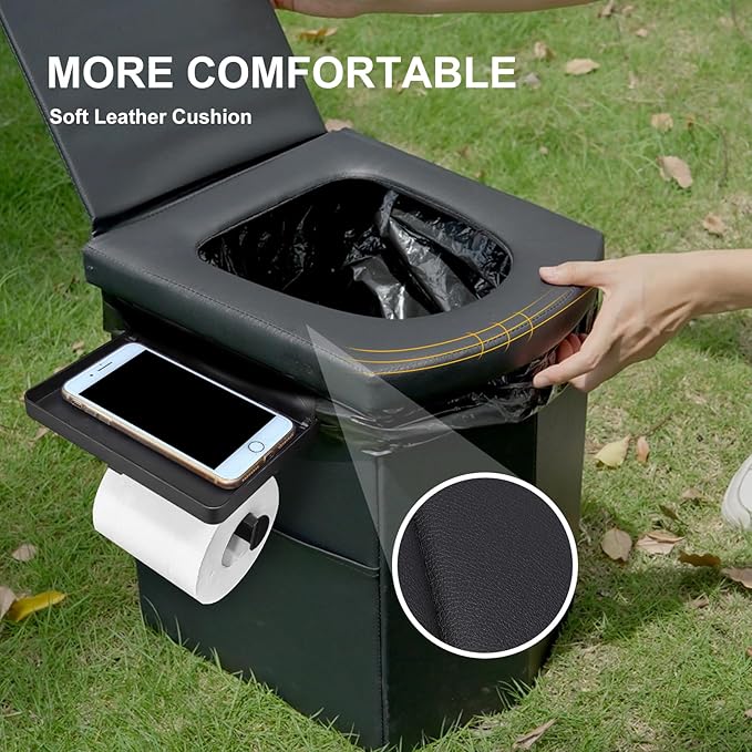 Upgrade XL Portable Toilet for Adults, Extra Large Portable Travel Floding Toilet, Camping Tall Toilets with Lid for Adults and Kids Compact Potty for Car,Hiking,Beach and Camping