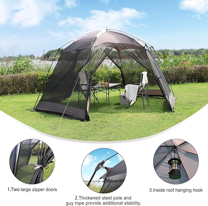 Hyper Venture Screen House 15x13 FT Mesh Canopy Tent Camping Gazebo Shelter for 8-10 People Outdoor Party Activities