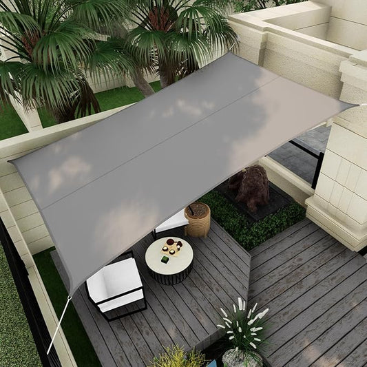 Sun Shade Sail Canopy, 8'x 10' Rectangle 95% UV Block Shade Cover for Outdoor, Backyard Patio, Lawn, Garden, Sandbox Carpor Light Gray