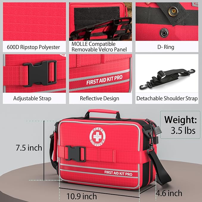 Comprehensive First Aid Kits- Advanced Trauma Kits with Labeled Compartments, Large Emergencies Medical Kits for Car, Home, Camping and Outdoor Emergencies -324Piece Set