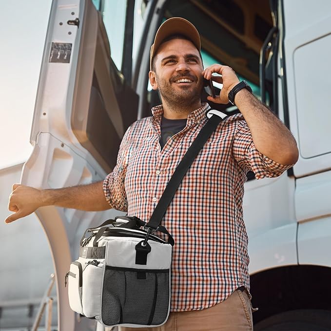 MIER Leakproof Insulated Cooler Lunch Bag for Adult Men Women 30 Can Cooler Bag with Top Flip Lid, 18L, Multiple Pockets (Grey-No Luggage Strap)