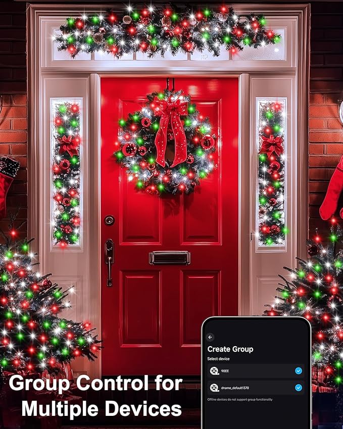 Smart Fairy Lights 2 Pack 66Ft 200 LED Twinkle String Lights with Remote & APP Control, Color Changing USB Christmas Tree Lights Music & Mic Sync for Halloween Holiday Party Decor