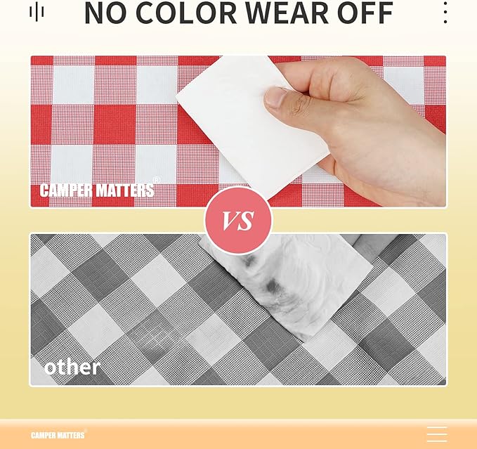 Picnic Table Cover and Bench Covers, Fitted Tablecloth Cover with Elastic Edge, Water and Oil Proof, for Outdoor, Garden, Camping, 72x28 Inch, 3 Pieces Set, Red & White