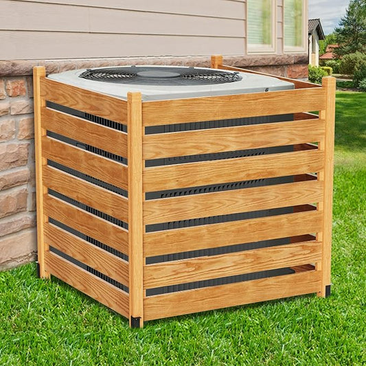 LILYPELLE 48in W x 36in H Air Conditioner Fence, 3 Panels Outdoor Wood Fence Privacy Screen with Planter Box, Outside Trash Can Pool Equipment Enclosure Panels Decorative Fences