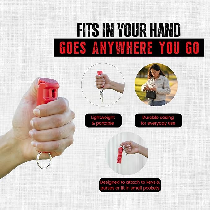 Police Magnum Keychain Pepper Spray Flip Top Safety 2 Pack 1/2oz - Maximum Heat Strength OC with Dye - Tactical Small Compact Case Holder - for Women & Men's Self Defense - Made in The USA