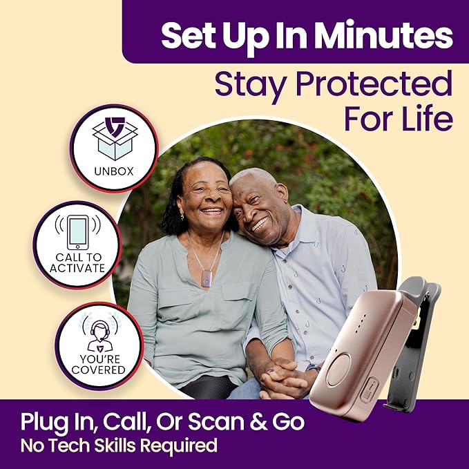 Medical Guardian MGMini | Medical Alert Device for Seniors | Water-Resistant, Emergency Call Button, 24/7 Monitoring, Step Counter, GPS Tracking | Monthly Subscription Required | Rose Gold