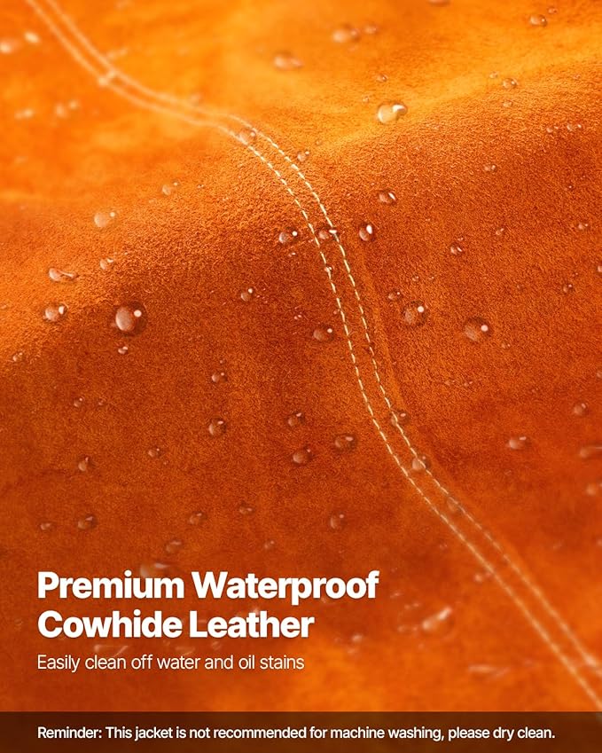 VEVOR Leather Welding Jacket, Heavy Duty Cowhide Flame Resistant Welding Coat, Waterproof Heat-Resistant Safety Jacket with 4 Pockets & Adjustable Cuffs for Welders Steelworks - XL Size