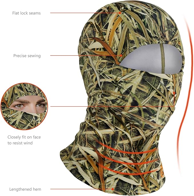 BASSDASH Winter Balaclava Fleece Ski Mask Ninja Hood Neck Warmer Fishing Hunting