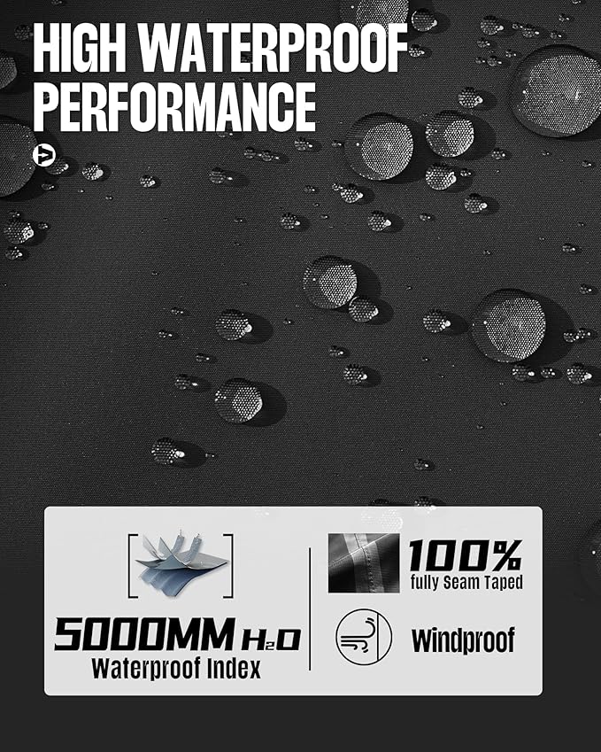 33,000ft Men's Packable Rain Jacket Waterproof Lightweight Raincoat Rain Shell with Hood for Outdoor Hiking Golf Travel