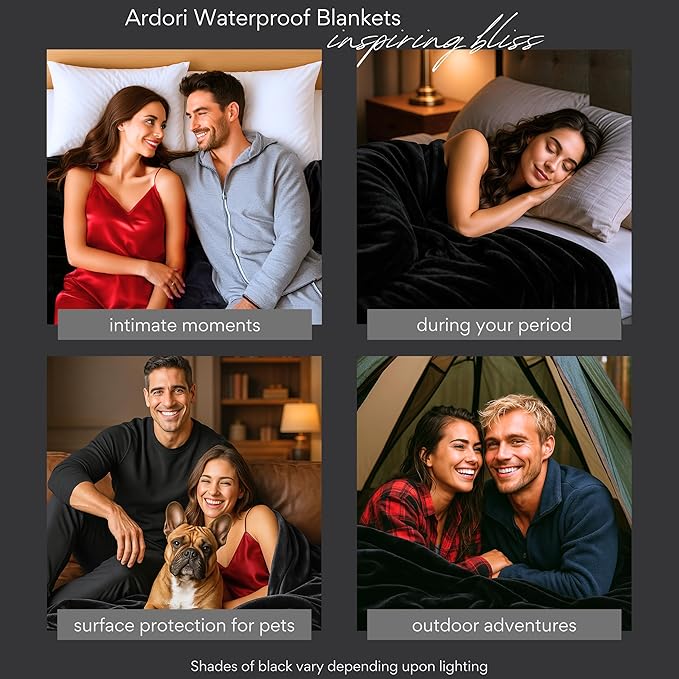 Waterproof Blanket King Size (Black & Gray, 82x82") Absorbent, Leakproof Fleece Protector for Bed, Couch - Water Proof and Stain Resistant, Plush Throw Blankets, Moisture Repellant Top Cover, Throws