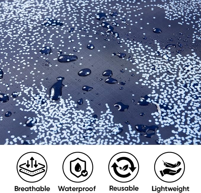 PTEROMY Hooded Rain Poncho for Adult with Pocket, Waterproof Lightweight Unisex Raincoat for Hiking Camping Emergency