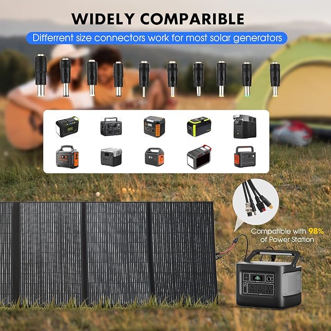 400W Portable Solar Panel, Up to 25% Conversion Efficiency N-Type Solar Cell, with Adjustable Kickstand, IP68 Waterproof, Foldable Solar Panel for Camping RVing Home Backup