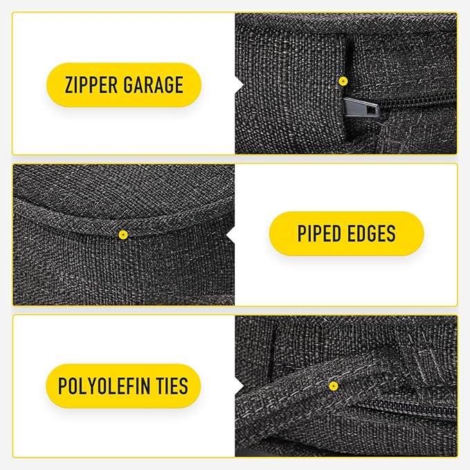 SUNROX Gel Memory Foam Chair Cushions, FadeShield Water-, Stain-Resistant Durable Reversible Seat Cushion Pads with Ties for Indoor/Outdoor Kitchen Dining Office 17"x16" Set of 4, Midnight