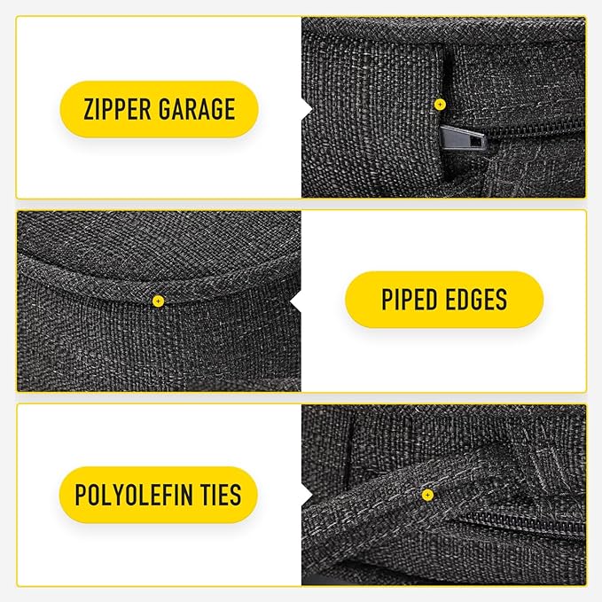 SUNROX Gel Memory Foam Chair Cushions, FadeShield Water-, Stain-Resistant Durable Reversible Seat Cushion Pads with Ties for Indoor/Outdoor Kitchen Dining Office, 19"x19", Set of 2, Midnight