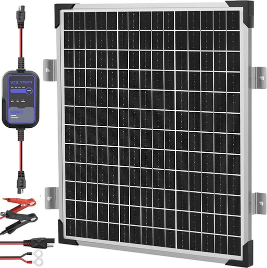 Solar Panel Kit 50W 12V with MPPT Controller, Solar Battery Trickle Charger Maintainer, Waterproof Solar Panel with Adjustable Mount Bracket for Boat RV Motorcycle Marine