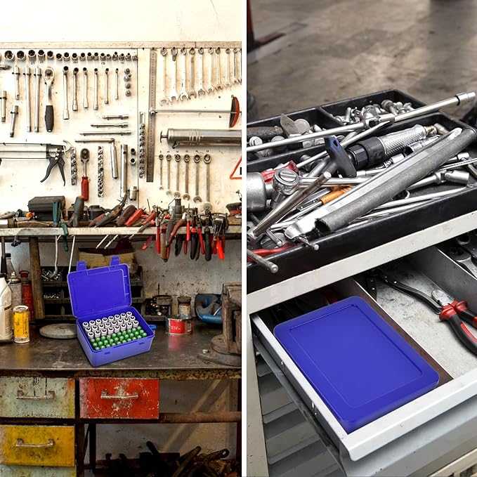 FULLCASE Battery Storage Organizer Holder Holds 54 AA AAA Batteries, Box Cases Garage Container, Home Drawer Organization Dispenser (Case Only) Blue