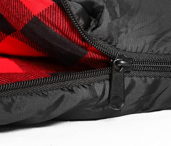 AGEMORE 0 Degree Double Sleeping Bag for Adults, Cotton Flannel Lined 2 Person Queen Size Warm Sleeping Bag for Family Winter Camping or RV Traveling