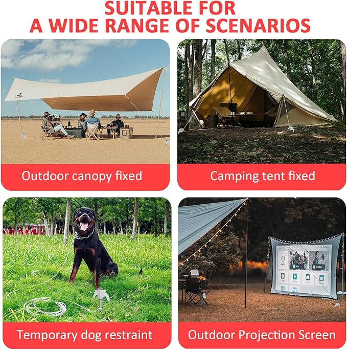 8" Screw in Tent Stakes - 20 Pack Heavy Duty Ground Anchors Screws for Camping, Canopy, Awning and Outdoor Tent Pegs - Metal Tent Stakes with Hex Head Driver & Storage Box