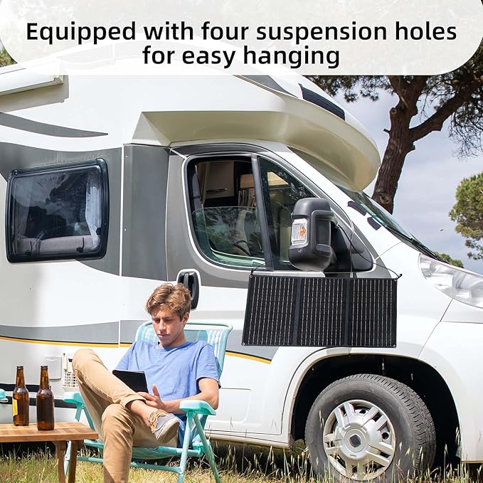 30W Portable Solar Panel for Camping, Foldable 23% High-Efficiency Charger with USB-C/USB-A/DC Outputs Waterproof Design for RV, Backpacking & Off-Gri