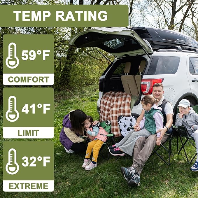 AGEMORE Cotton Flannel Double Sleeping Bag for Camping, Backpacking Or Hiking. Queen Size 2 Person Waterproof Sleeping Bag for Adults Or Teens. Lightweight with Compression Sack