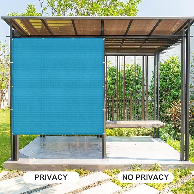 Cool Area Sun Shade Cloth with Grommets 7×15 FT Shade Panel Shade Tarp Screen Fabic for Outdoor Patio Pergola Cover Deck Garden, Turquoise Blue (Customized)