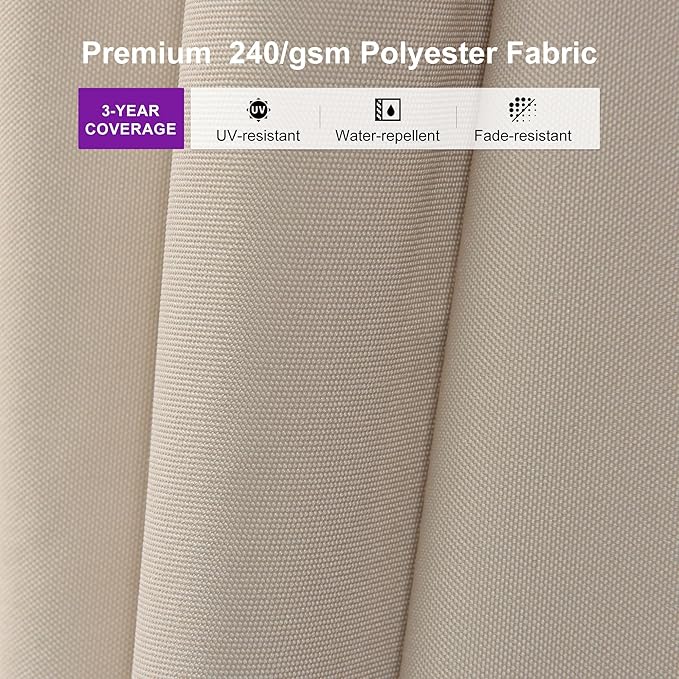 PURPLE LEAF 10' × 13' Patio Cantilever Umbrella with Base Outdoor Rectangle Adjustable Offset Umbrellas with 360-degree Rotation and 8 Heavy Duty Metal Ribs for Garden Deck Pool Beige