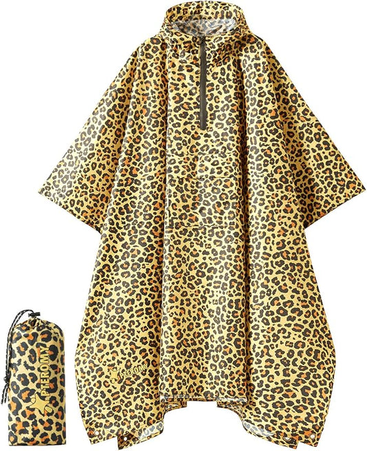 PTEROMY Hooded Rain Poncho for Adult with Pocket, Waterproof Lightweight Unisex Raincoat for Hiking Camping Emergency