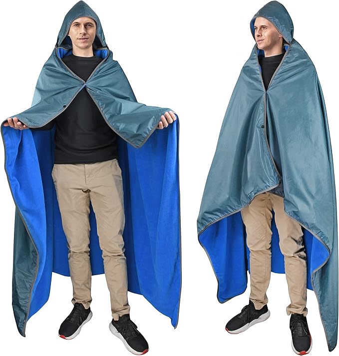 Catalonia Waterproof Stadium Blanket, Windproof Wearable Poncho for Football Sideline & Sports Events for Fans, Portable, Durable Outdoor Blanket for Camping & Tailgating