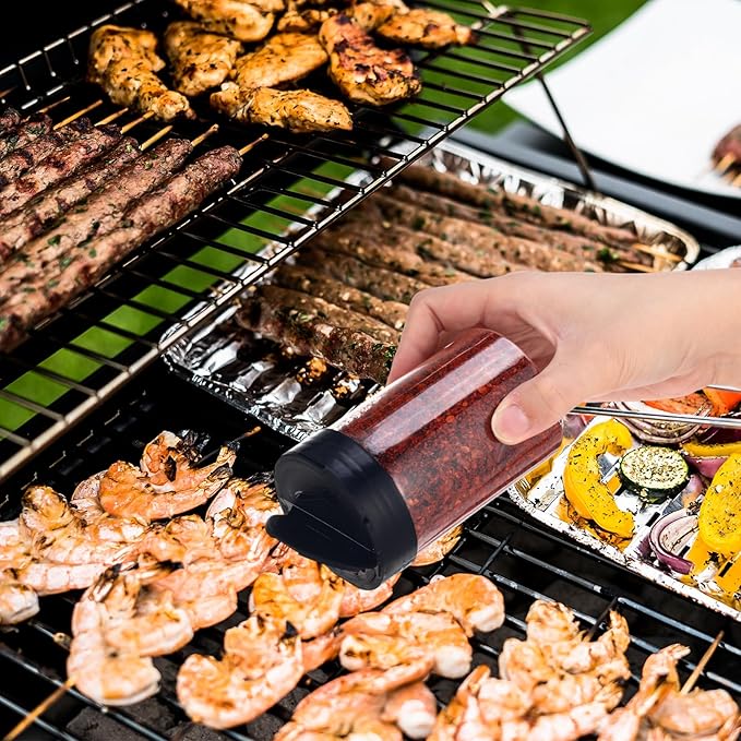 30 Pack 8.4 oz Plastic Spice Jars with Black Cap Empty Clear Plastic Spice Bottle Containers Reusable Seasoning Jars with Shaker Lids for Kitchen Storing and Dispensing Salt Powders