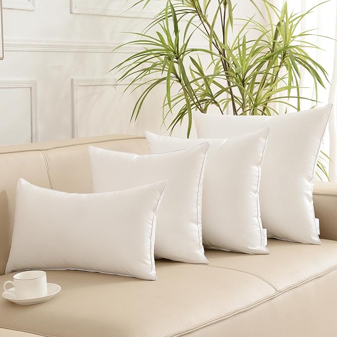 Oubonun 26x26 Outdoor Pillow Inserts (Pack of 2) - Square Waterproof Throw Pillow - Decorative Throw Pillows Insert for Couch Sofa Bed Patio Furniture - White Pillows