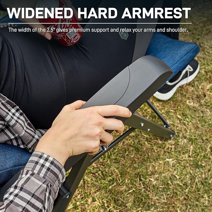 EVER ADVANCED Folding Padded Camping Chair 4 Positon Adjustable Recliner with High Back Support Portable for Adults, 300lbs Weight Capacity, Blue