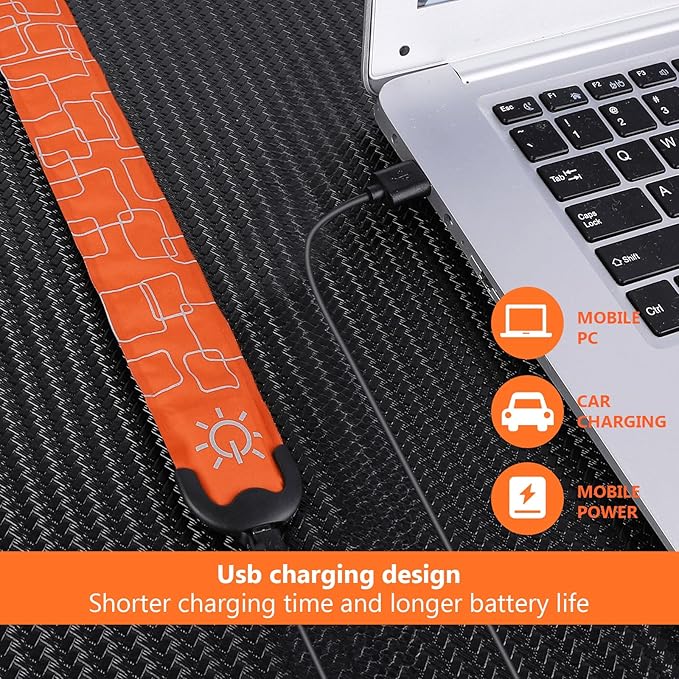 LemonBest LED Armband Running USB Rechargeable - 2 Pack Safety Lights for Runners 3 Modes Running Gear Lights Adjustable High Visibility Waterproof Reflective Wristband for Night Running Walking