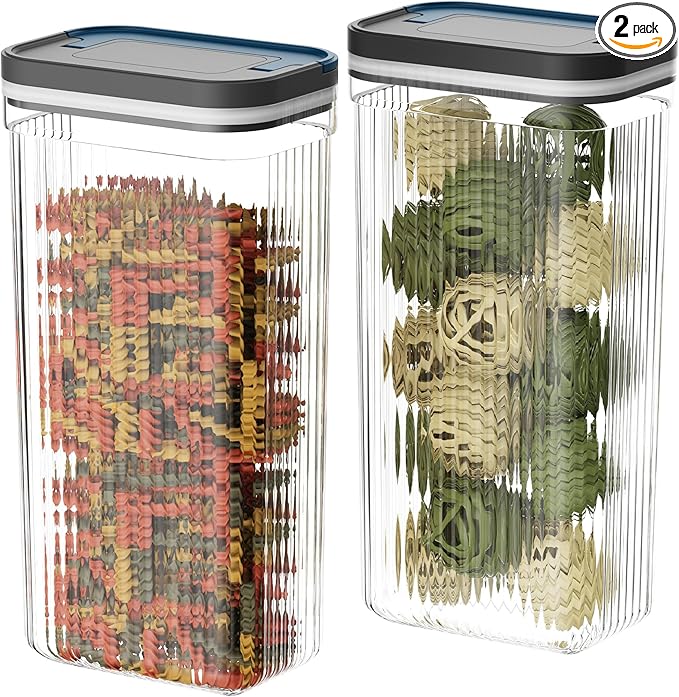 2 PACK Food Storage Containers with Airtight Lids, 112oz Tall Kitchen Food Container, BPA Free, Dry Food Storage for Pasta, Spaghetti, Cereal, Flour Pantry Organization, Navy