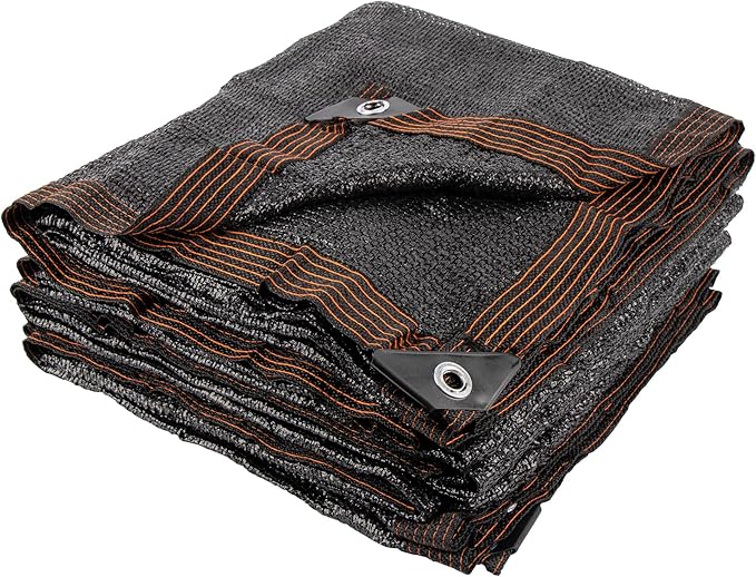 50% 20 X 20 FT Black Shade Cloth, Outdoor Woven Sun Shade with Grommets, Durable Breathable Netting Shading Antifreezing for Patio, Garden, DIY Home, Plants Cover, Greenhouse, Dog Kennel