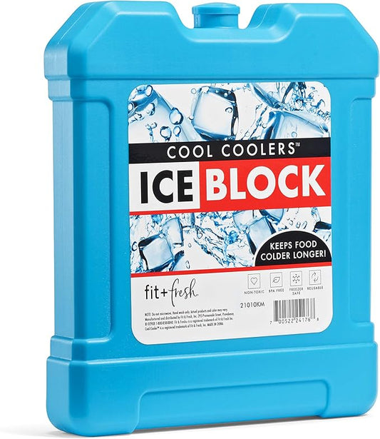 Cool Coolers by Fit + Fresh, XL Cooler Ice Block, Large and Powerful Ice Pack, Perfect for Insulated Cooler, Beach Bag, Backpack Cooler & Travel, 1PK, Blue
