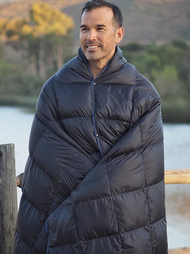 Down Camping Blanket - Puffy, Packable, Lightweight and Warm | Ideal for Outdoors, Travel, Stadium, Festivals, Beach, Hammock | 650 Fill Power Water-Resistant Backpacking Quilt