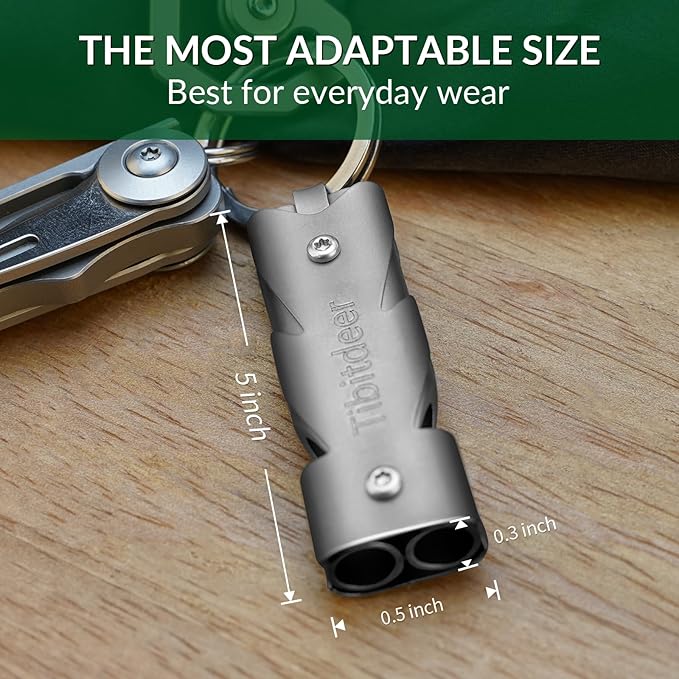 Titanium Emergency Whistle, 120db Safety Whistle with Keychain Rings for Outdoor Camping Hiking Boating Backpacking Fishing Kayak Kids Rescue Signaling Loud Survival Whistle