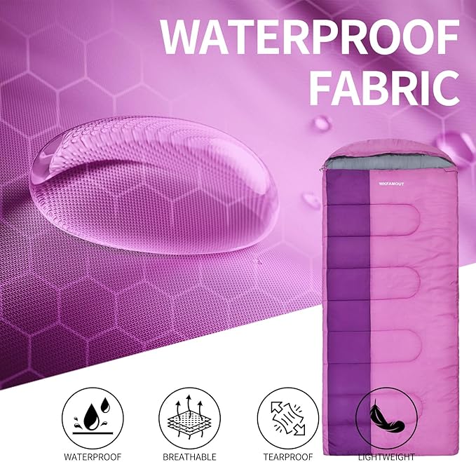 XL 10 Degree Sleeping Bags Waterproof for Adults 350GSM Machine Washable with Compression Sack for 3-4 Season Camping Outdoor