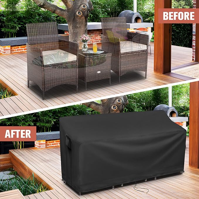 Kingling Patio Furniture Covers for 3 Piece Patio Chairs Set, Outdoor Furniture Cover Waterproof Wicker Chairs Cover - 75"L X32"W X31"H