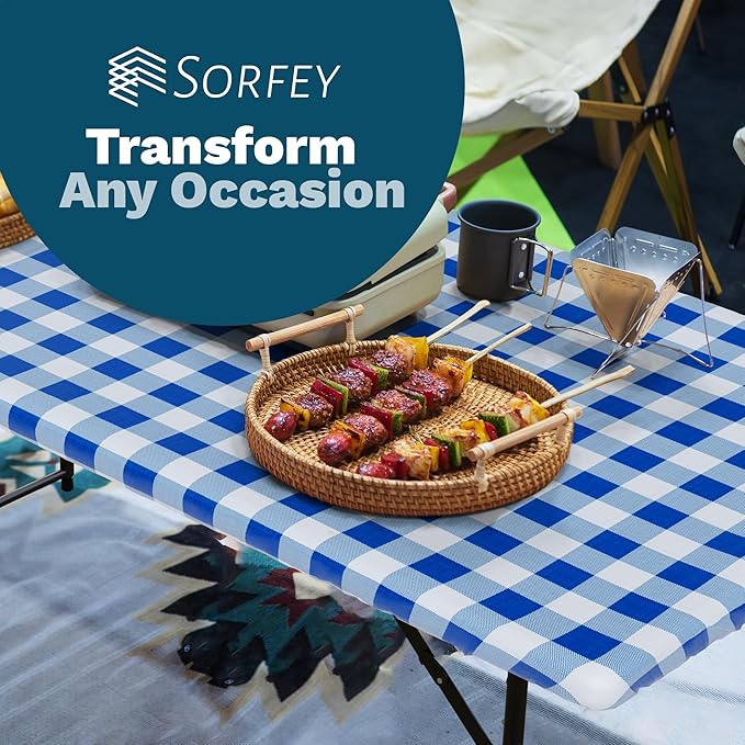 Sorfey Picnic Table Cover with Bench Covers -Fitted with Elastic, Vinyl with Flannel Back, Fits for Table 30"x 72" Rectangle,Water Proof, Solid Grey Design