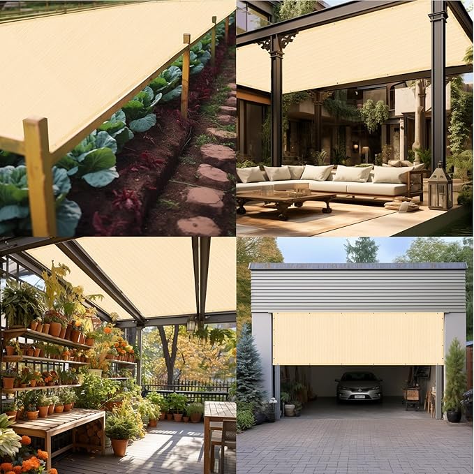 Artpuch 90% Sun Shade Cloth, 10 x 12 FT Pergola Shade Cover Canopy with Grommets, Sun Screen Fabric Tarp for Patio, Outdoor, Garden, Backyard, Wheat