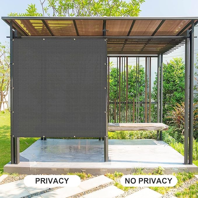 Cool Area Sun Shade Cloth with Grommets 5×24 FT Shade Panel Shade Tarp Screen Fabic for Outdoor Patio Pergola Cover Deck Garden, Dark Grey (Customized)