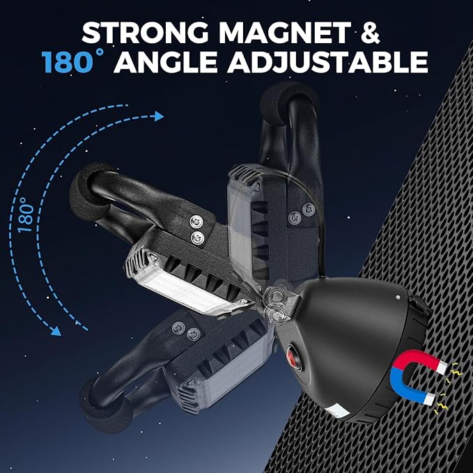 LED 18W Work Light 2400LM Aluminum Alloy Strong Magnetic Waterproof Dustproof Portable Handle Floodlight Suitable for Repair Workshop Garage Construction Site (Blue)